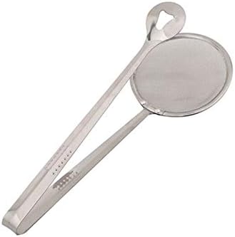 2 in 1 Stainless Steel Fine Mesh Strainer With Clip Tongs Oil Filter and Clamp