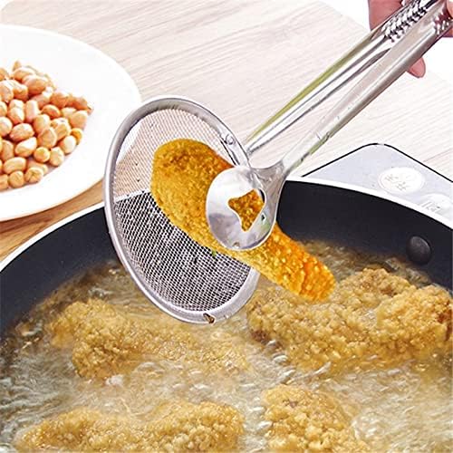 2 in 1 Stainless Steel Fine Mesh Strainer With Clip Tongs Oil Filter and Clamp