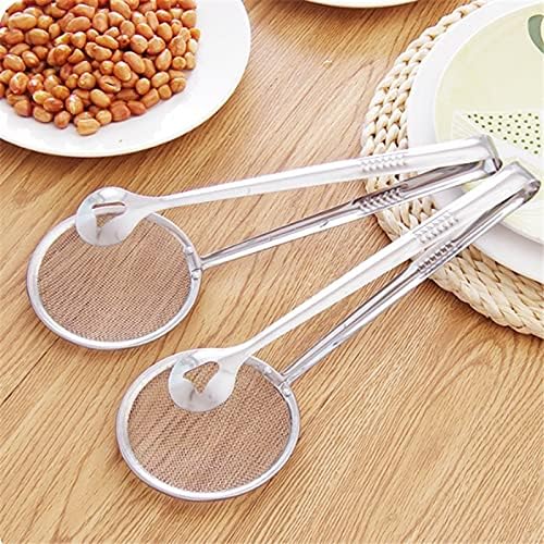 2 in 1 Stainless Steel Fine Mesh Strainer With Clip Tongs Oil Filter and Clamp