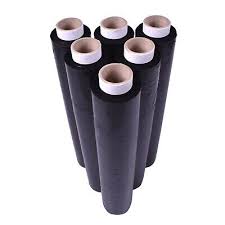 Black Stretch Film Wrap Pack of 6-500mm Heavy Duty Plastic Shrink Wrap for Pallet Wrap, Packing, Moving and Packaging - Cling Wrap 400g core